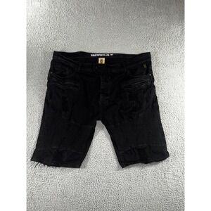 Grindhouse Denim Shorts Men 40 Distressed Biker Moto Streetwear Black‎ Denim